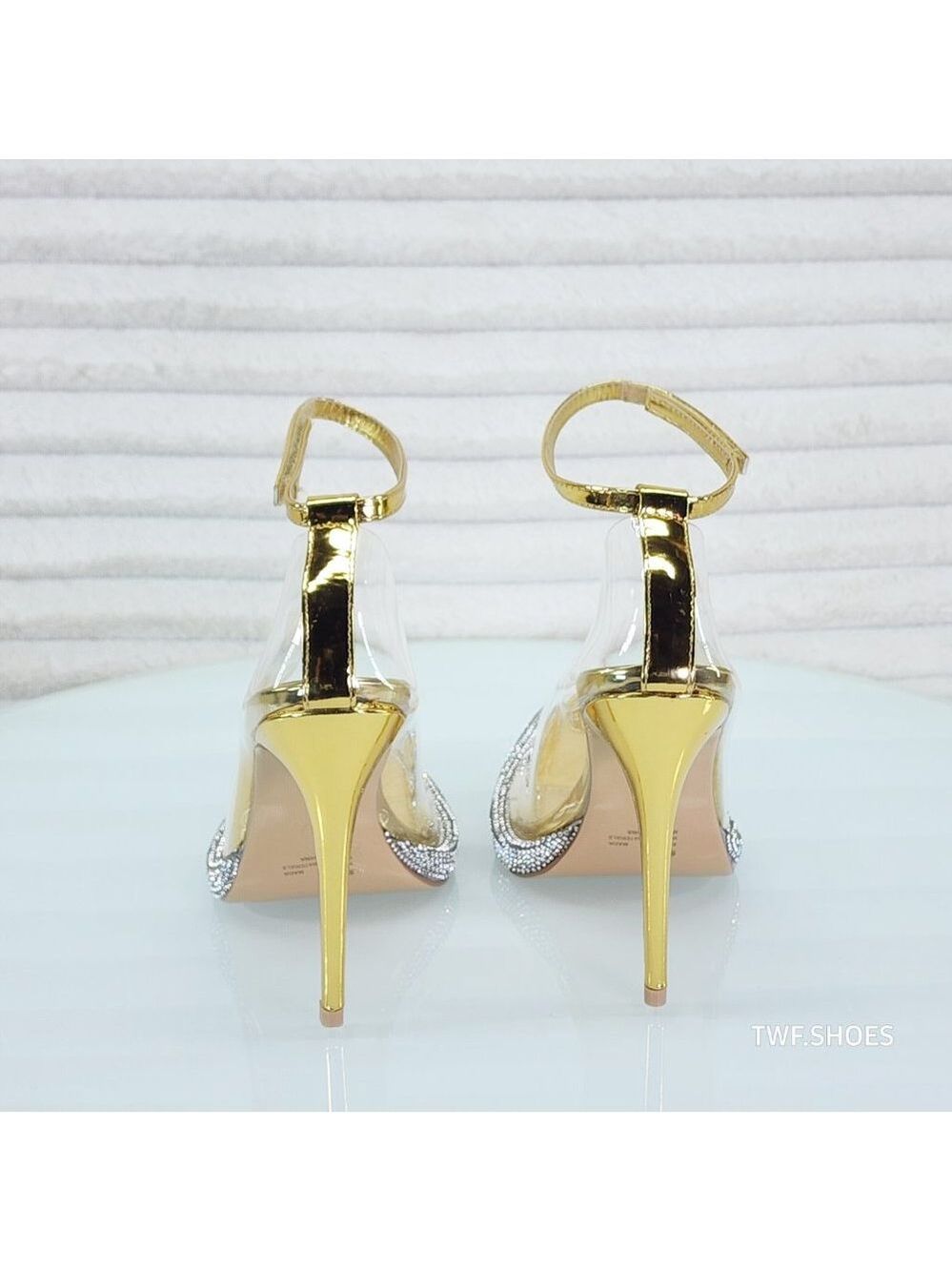 Timeless Gold Translucent Metallic Mini Rhinestone Platform Pump… - Picture 7 of 9